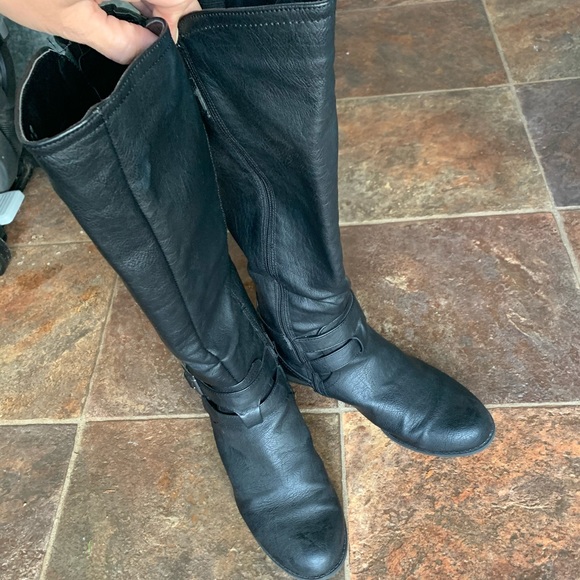 Black Wide Calf Boots Size 9 - Picture 1 of 7